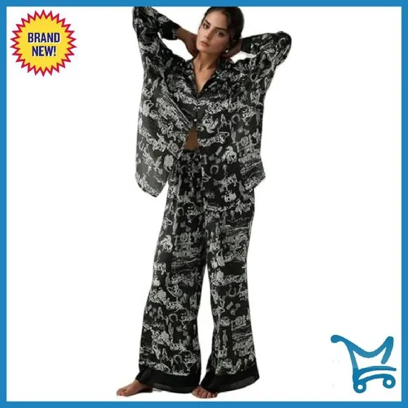 Satin Pajama Set Long Sleeve Button Down Lounge Wear Women's Sleepwear